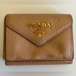 Prada Logo Saffiano Trifold Wallet